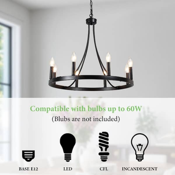HLJYNJM 8-Light Black Hanging Candlestick Farmhouse Linear Wagon