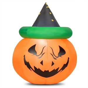 4 ft. LED Pumpkin with Witch Hat Halloween Inflatable