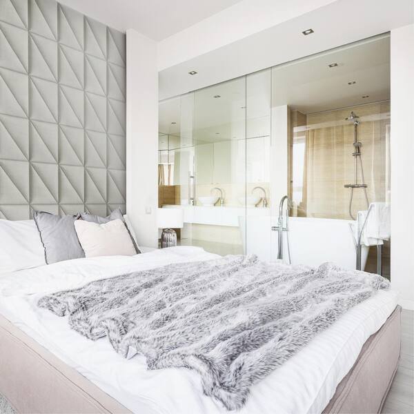 Mollis Decorative Upholstered Headboard Panel/Accent Wall Panels - Triangle 30x30cm 2 pcs Kingstone K09 Silver