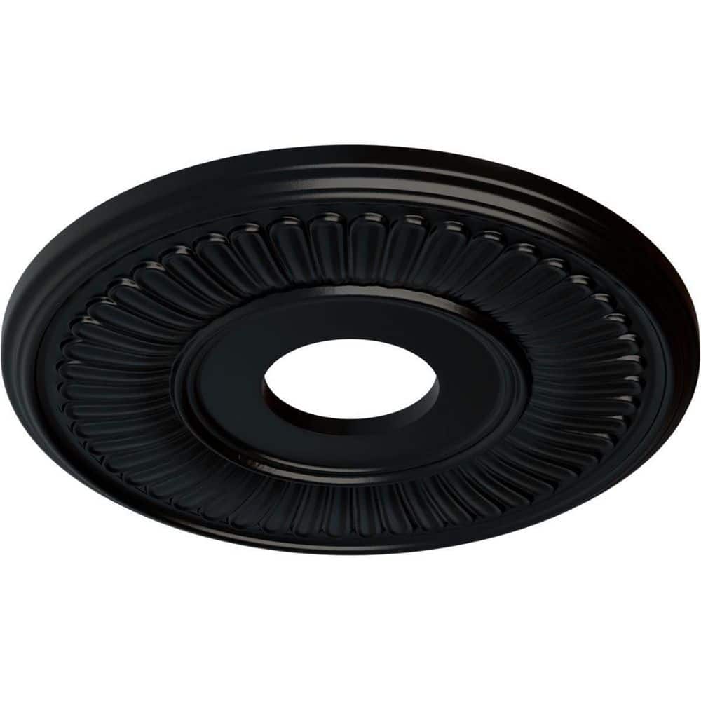 Jet Black Hand-Painted Polyurethane Ceiling Medallion, 15.75"