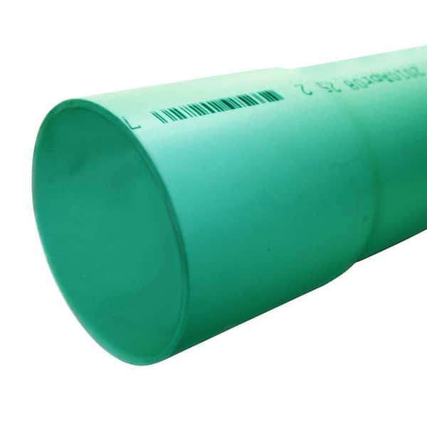 JM EAGLE 4 in. x 10 ft. Rigid PVC SDR35 Gravity Sewer Pipe Green Belled End