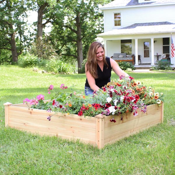 Sunnydaze Outdoor Square Wood Raised Garden Bed - 48 in