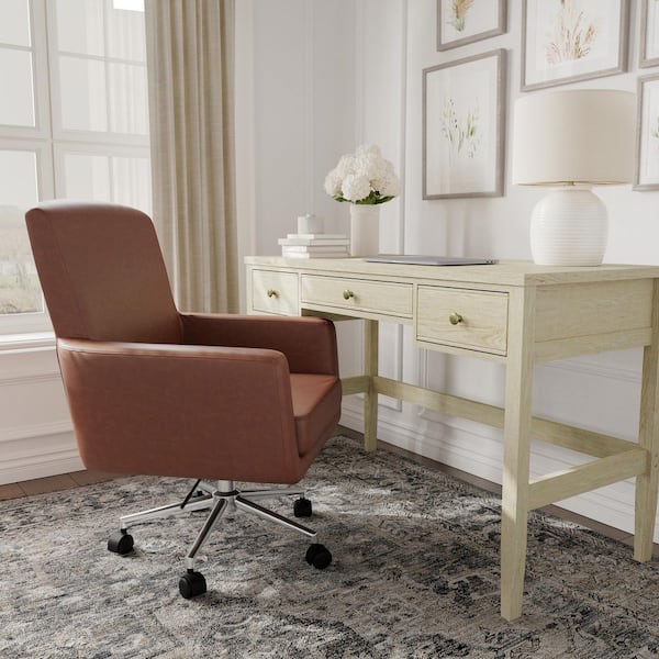30%OFF★ウッドフィン8.6インチ MARTHA STEWART Zaya Faux Leather Swivel Office Chair in Saddle