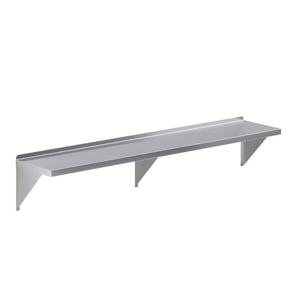14 in. W x 72 in. D Stainless Steel Wall Shelf Square Edge Kitchen, Restaurant, Garage, Laundry Decorative Wall Shelf