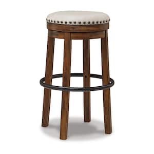 30.25 in. Brown, Beige and Black Backless Metal Frame Barstool with Fabric Seat
