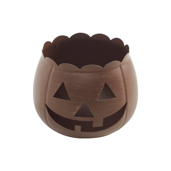 6.25 in. Bronze Jack-O-Lantern Halloween Candle Holder