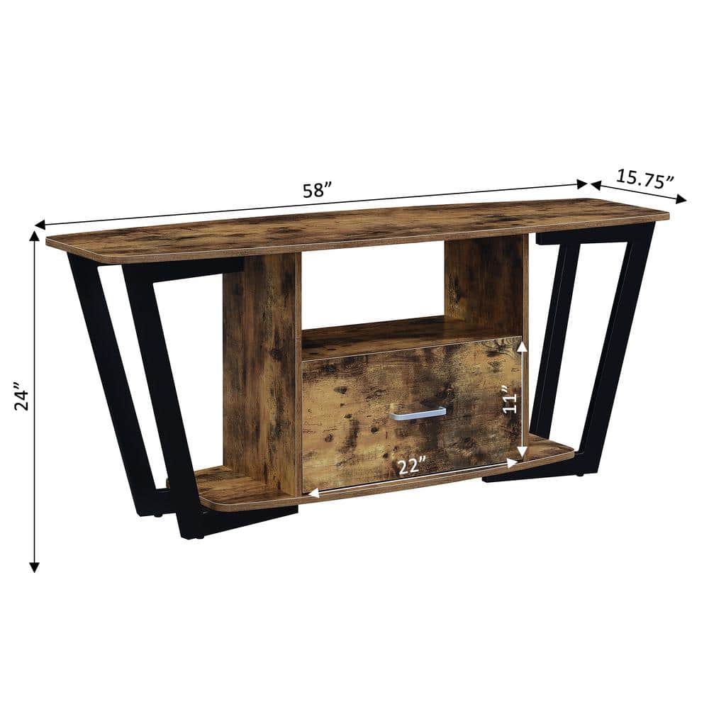 Barnwood and Black 58" Industrial TV Stand with Cabinet