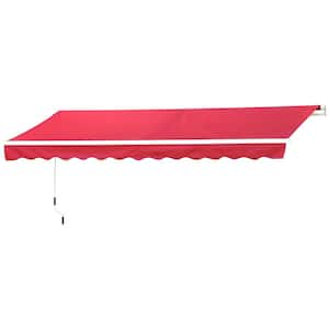 13 ft. x 8 ft. Manual Retractable Sunshade Patio Awning with Durable Design and Adjustable Length Canopy Wine Red