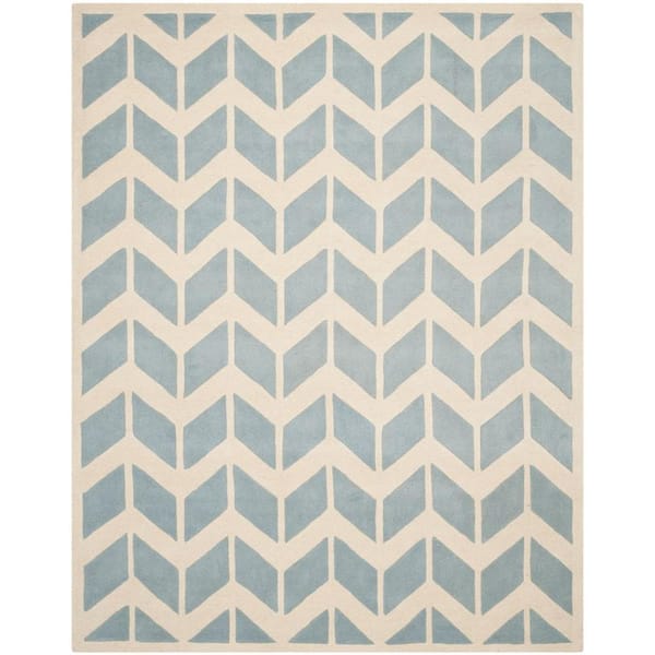 SAFAVIEH Chatham Blue/Ivory 8 ft. x 10 ft. Chevron Area Rug