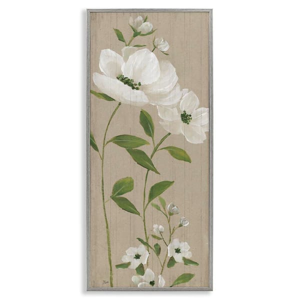 Curved Poppy Blossoms by Nan Gray Framed Nature Giclee Art Print 24 in. x 10 in.