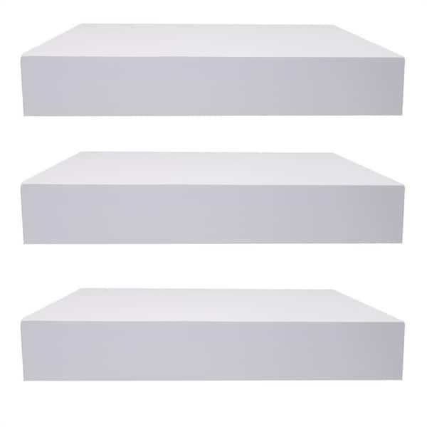 ULSMVOC SMT 9.25 in. x 9.25 in. x 1.5 in. White MDF Floating Decorative Wall Shelves (Set of 3)