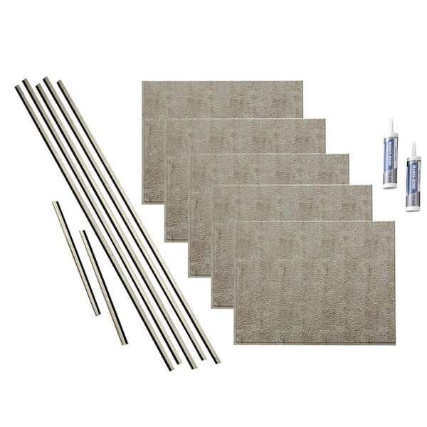 Fasade Hammered 18 in. x 24 in. Vintage Metal Vinyl Decorative Wall Tile Backsplash 15 sq. ft. Kit