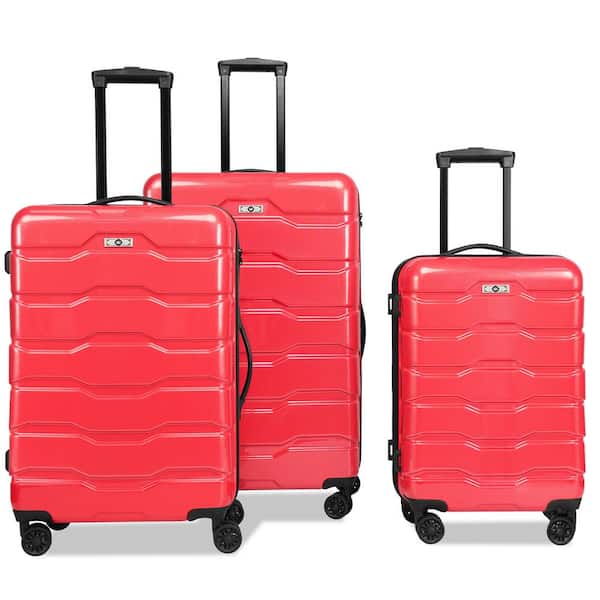 Tatahance 3-Piece Red ABS and PC Hardside Spinner Luggage Set with TSA Lock (20/24/28 in.)