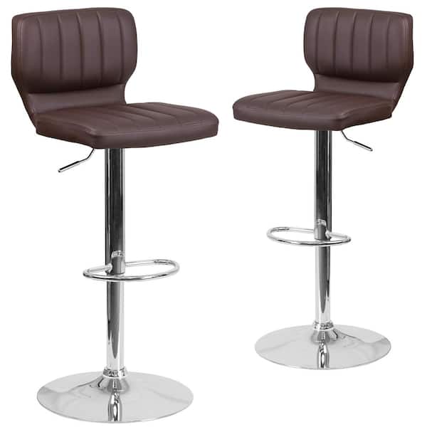 Carnegy Avenue 43 in. Brown Vinyl Bar Stool (Set of 2)