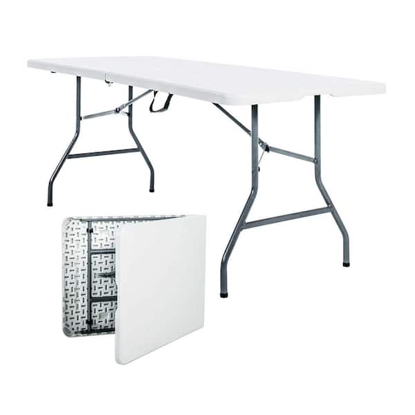 6 ft Bi-Fold Folding Table, Portable Indoor Outdoor Utility Table with Carry Handle for Parties, Camping and Events