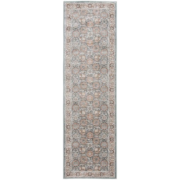 Home Decorators Collection Reynell Light Blue Doormat 2 ft. x 7 ft. Floral Area Rug