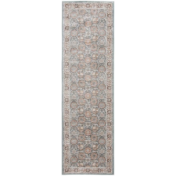 Reynell Light Blue Doormat 2 ft. x 7 ft. Floral Area Rug