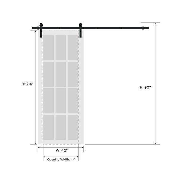 40 in. x 83 in. CALIFORNIA Solid Core White Wood Barn Door Ensemble with Sliding Door Hardware Kit