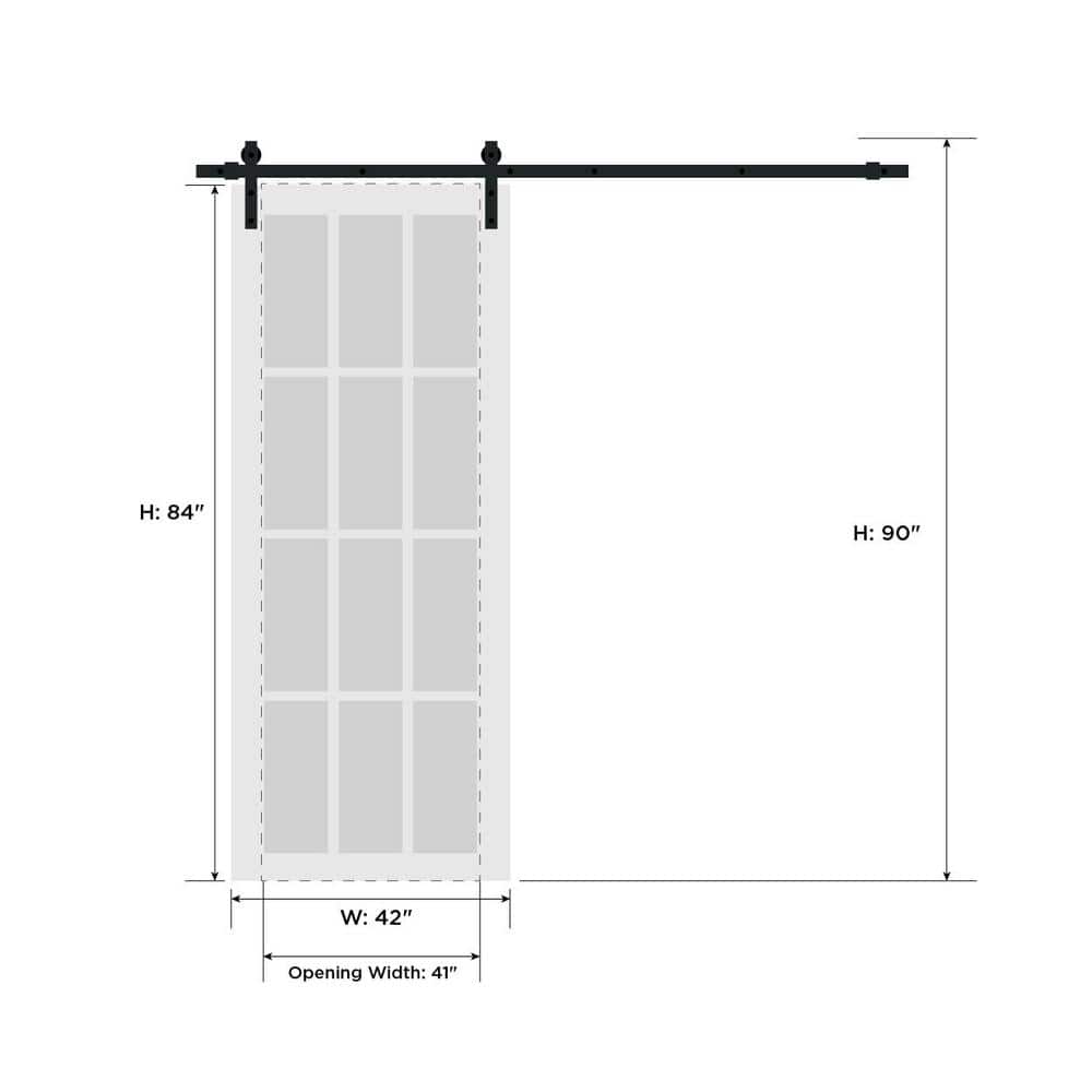 84" x 42" Matte Gray Solid Wood Modern Barn Door Kit