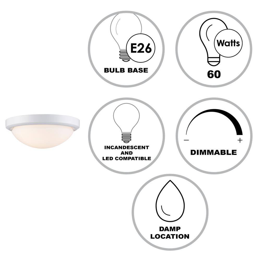 Bliss 15" White Frosted Glass Flush Mount Ceiling Light