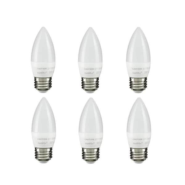 Sunlite 60-Watt Equivalent B11 ENERGY STAR and Dimmable Frosted Torpedo Tip Candelabra LED Light Bulb in Warm White (6-Pack)