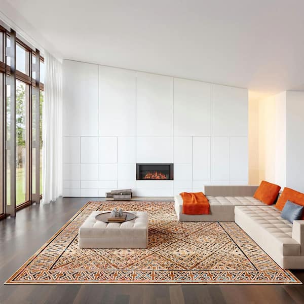 Bagmati Machine Washable Area Rug Orange 4 ft. x 6 ft. Area Rug