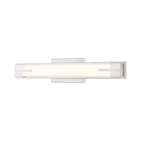 Unbranded Chase 23 in. 1-Light Brushed Nickel LED Vanity with Gloss Opal Shade