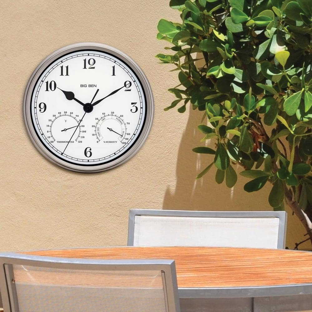 Oversized Silver Metal Round Wall Clock with Glass Face