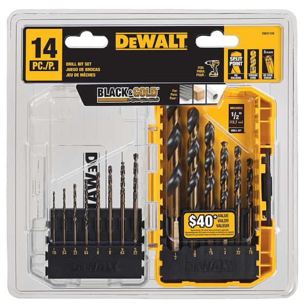 DEWALT Steel Screwdriving Bit Set with Tough Case (29-Piece) with Black and Drill Bit Set (14-Piece) DW2162WA1184 - The Home Depot