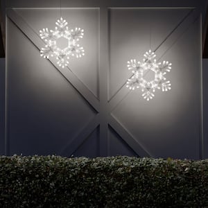 20 in. 70-Light LED Cool White Folding Snowflake Decoration