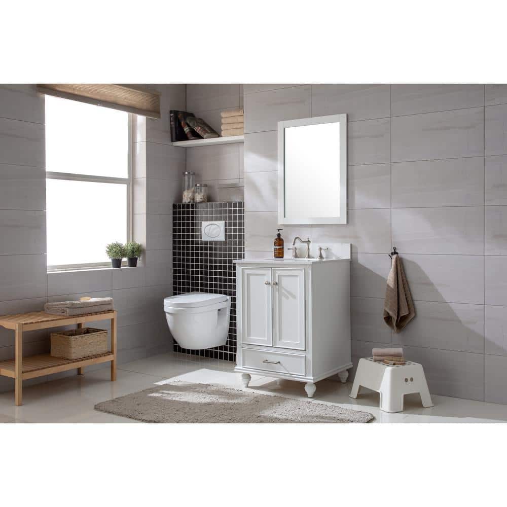 Melissa 24" Grain White Single Vanity with Carrara White Top