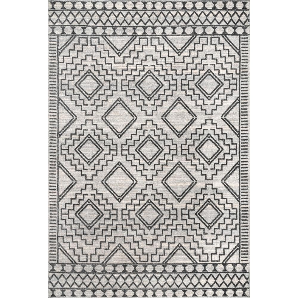 nuLOOM Gray 8 ft. 10 in. x 12 ft. Cameron High Low Textured Moroccan Area Rug ACBY01B9012 The