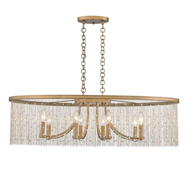 Golden Lighting Marilyn PRL 8-Light Peruvian Gold Chandelier with Pearl Strands Shade