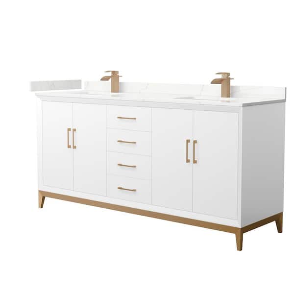Wyndham Collection Amici 72 in. W x 22 in. D x 35.25 in. H Double Bath Vanity in White with Giotto Quartz Top