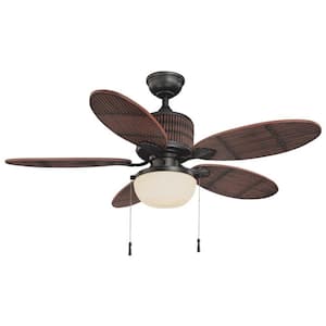 Tahiti Breeze 52 in. Indoor/Outdoor Wet Rated Natural Iron Ceiling Fan with Mahogany Bamboo Accents and LED Bulbs