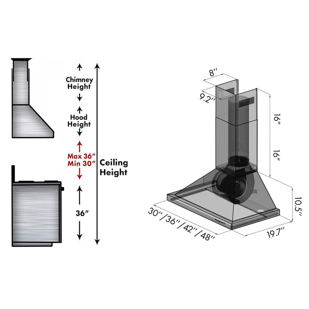30" Stainless Steel Convertible Wall Mount Range Hood
