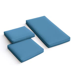 36 in. x 18 in. (3-Piece) Outdoor Patio Replacement Seat Cushions Fit for Loveseat Lounge Chair Furniture Blue