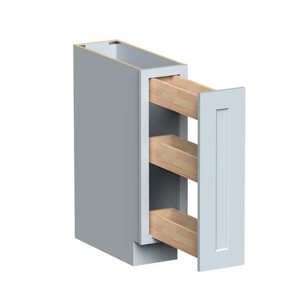 9 in. W x 24 in. D x 34. 5 in. H Assembled Kitchen Specialty Base Cabinet Spice Rack in Dove Gray with 3-Shelves