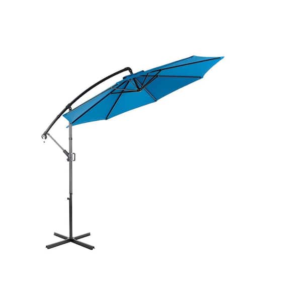 Sudzendf 10 ft. Steel Crank Patio Umbrella in Dark Blue with Easy Tilt Adjustment, Polyester Shade, 8 Ribs (No Base)