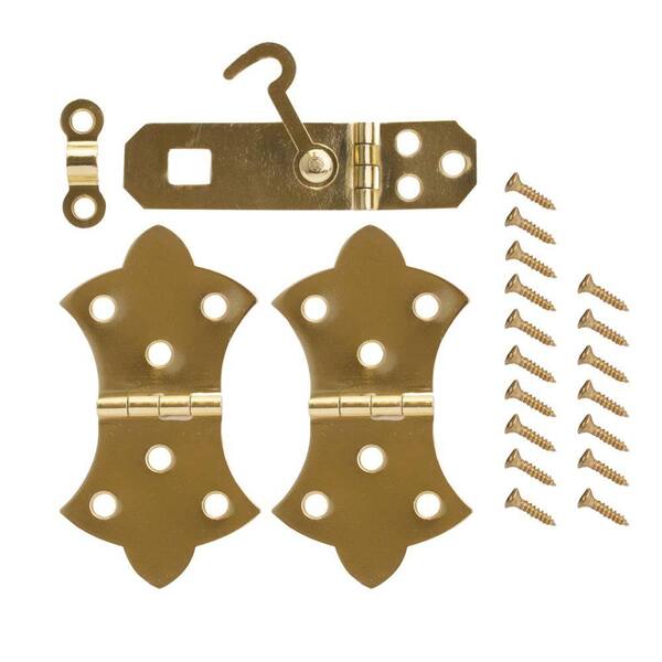 Everbilt Bright Brass Decorative Hinges and Hasp Kit