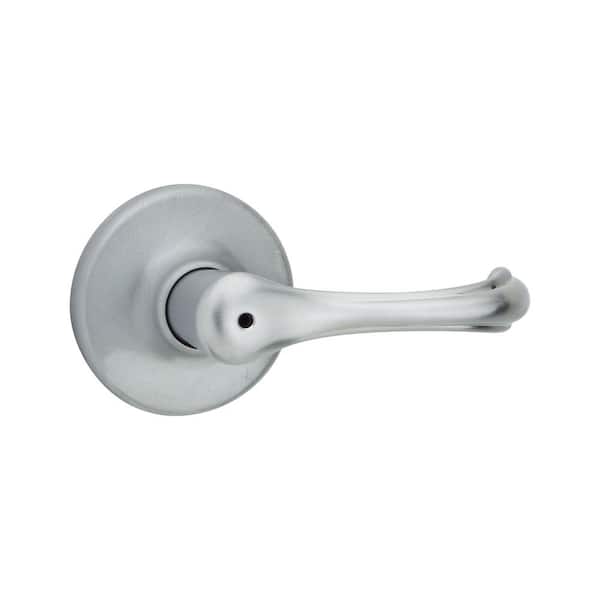 Kwikset Dorian Satin Chrome Privacy Bed/Bath Door Handle with Lock
