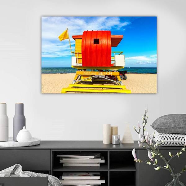 VENICE BEACH Collections Miami Beach Lifeguard Tower by Unknown 1 Piece Unframed Canvas Drawing Print 16 in. x 20 in.