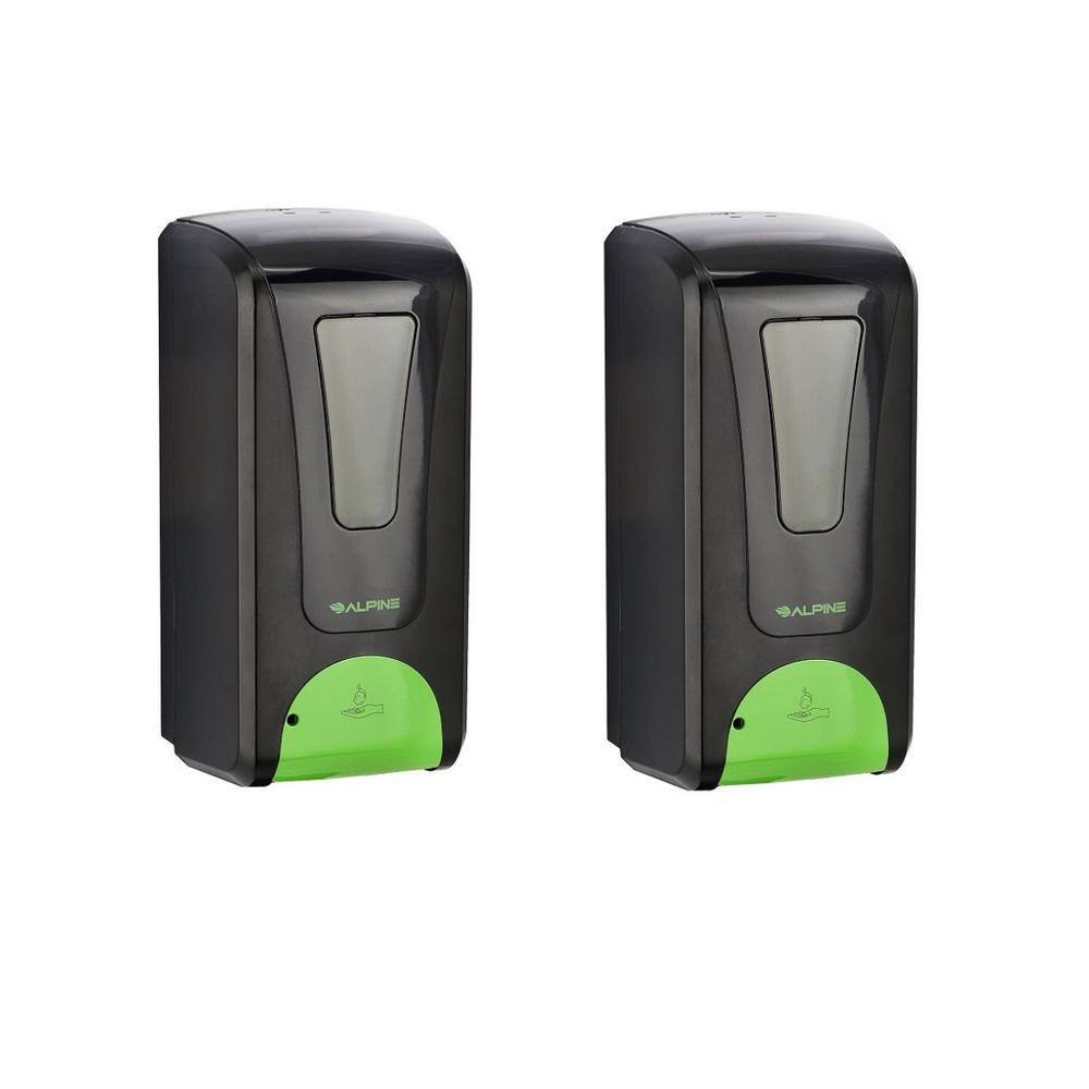 Alpine Industries 1200 Ml Wall Mount Automatic Foam Hand Sanitizer Dispenser In Black 2 Pack 8658