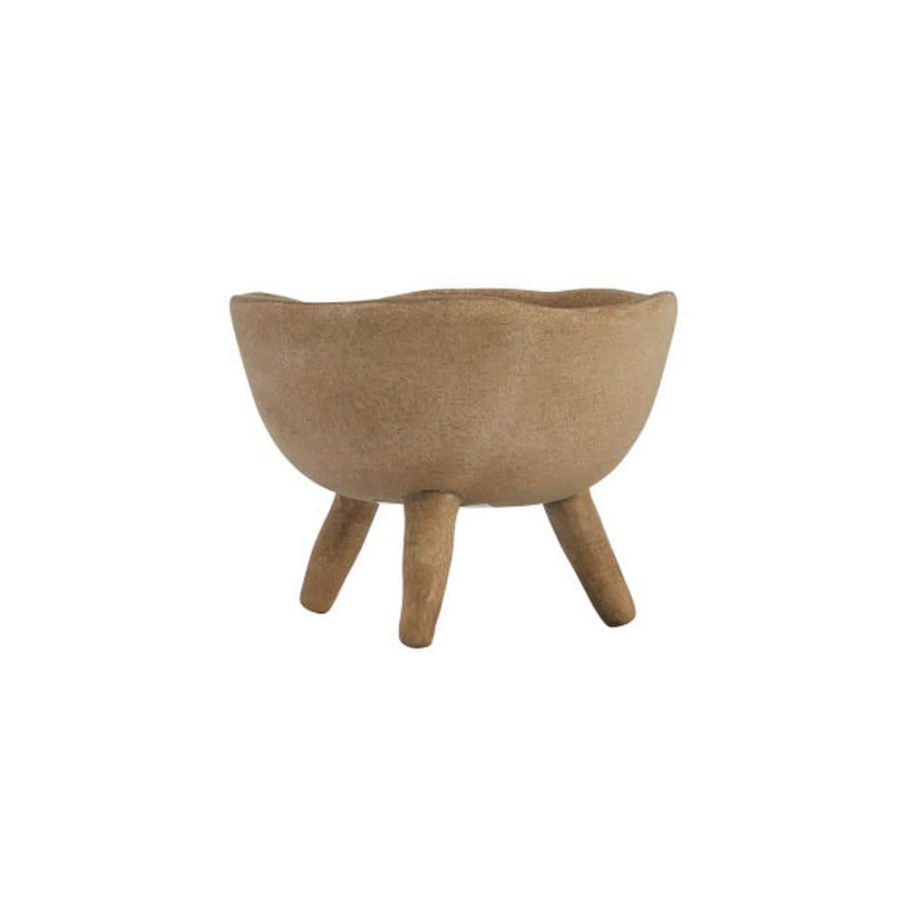 Large Matte Taupe Terracotta Footed Planter