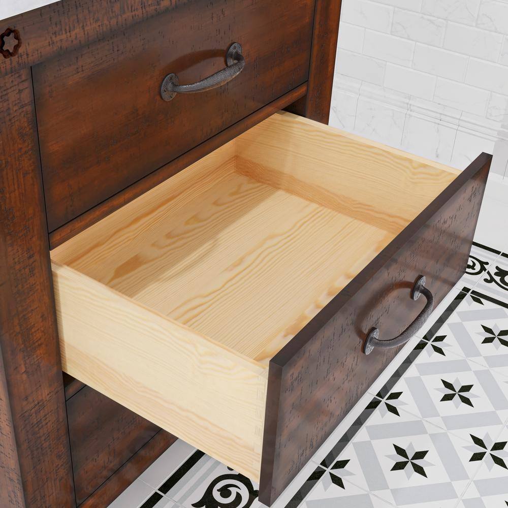 Rustic Sienna 30'' Single Vanity with Carrara White Marble Top