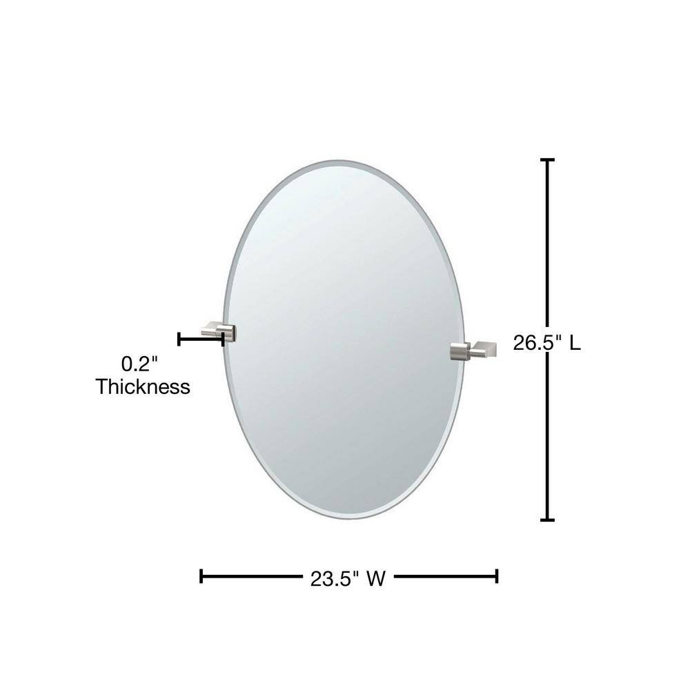 Frameless Oval Bathroom Vanity Mirror with Satin Nickel Finish