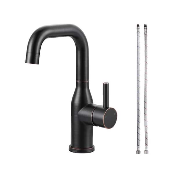 1-Hole Single Handle Bar Faucet Stainless Steel with Deckplate for Kitchen, Bar or Bathroom in Oil Rubbed Bronze