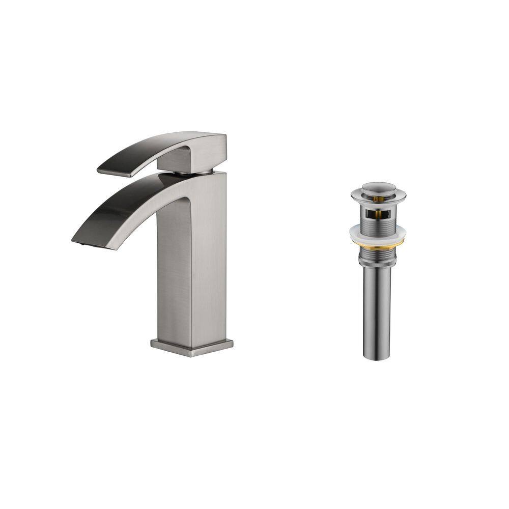 Modern Single-Handle Single Hole Waterfall Bathroom Sink Faucet with Pop-Up Drain in Brushed Gold price history on PriceWatchPro