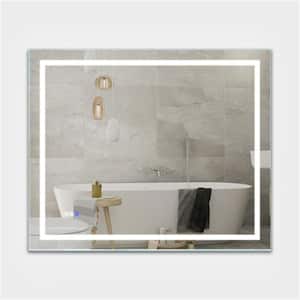 36 in. W x 30 in. H Large Rectangular Frameless Anti-Fog Wall Bathroom Vanity Mirror in Silver