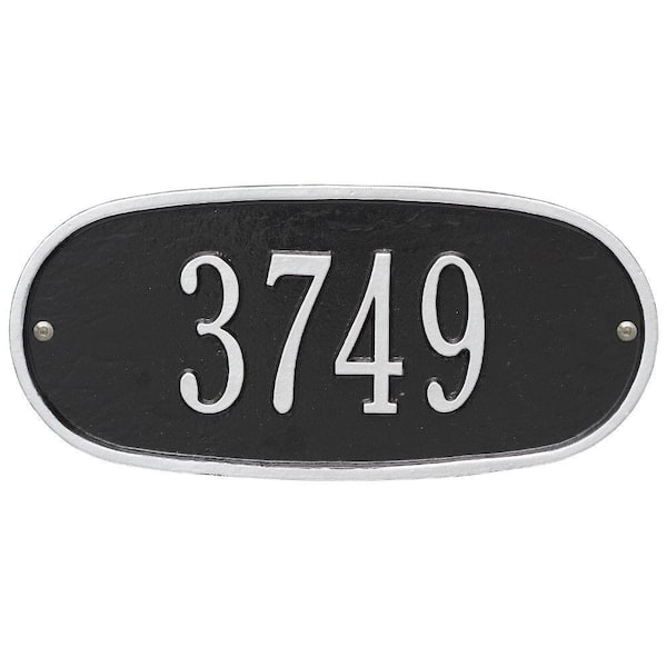 Whitehall Products Standard Oval Black/Silver Wall 1-Line Address Plaque